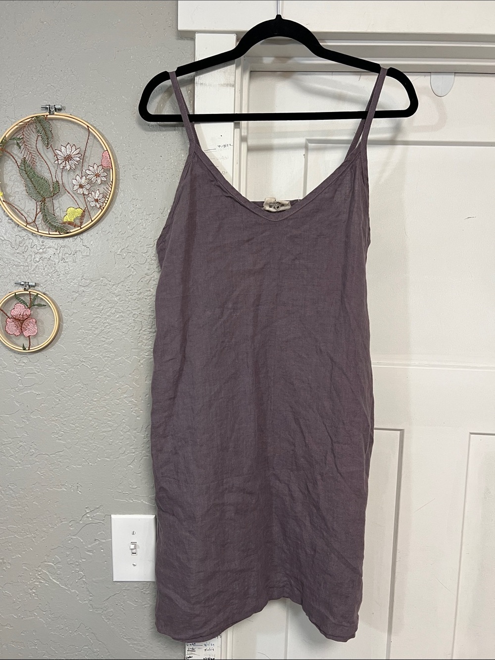 LINEN HANDMADE STUDIO LINEN STRAP DRESS GIA PURPLE SIZE MEDIUM